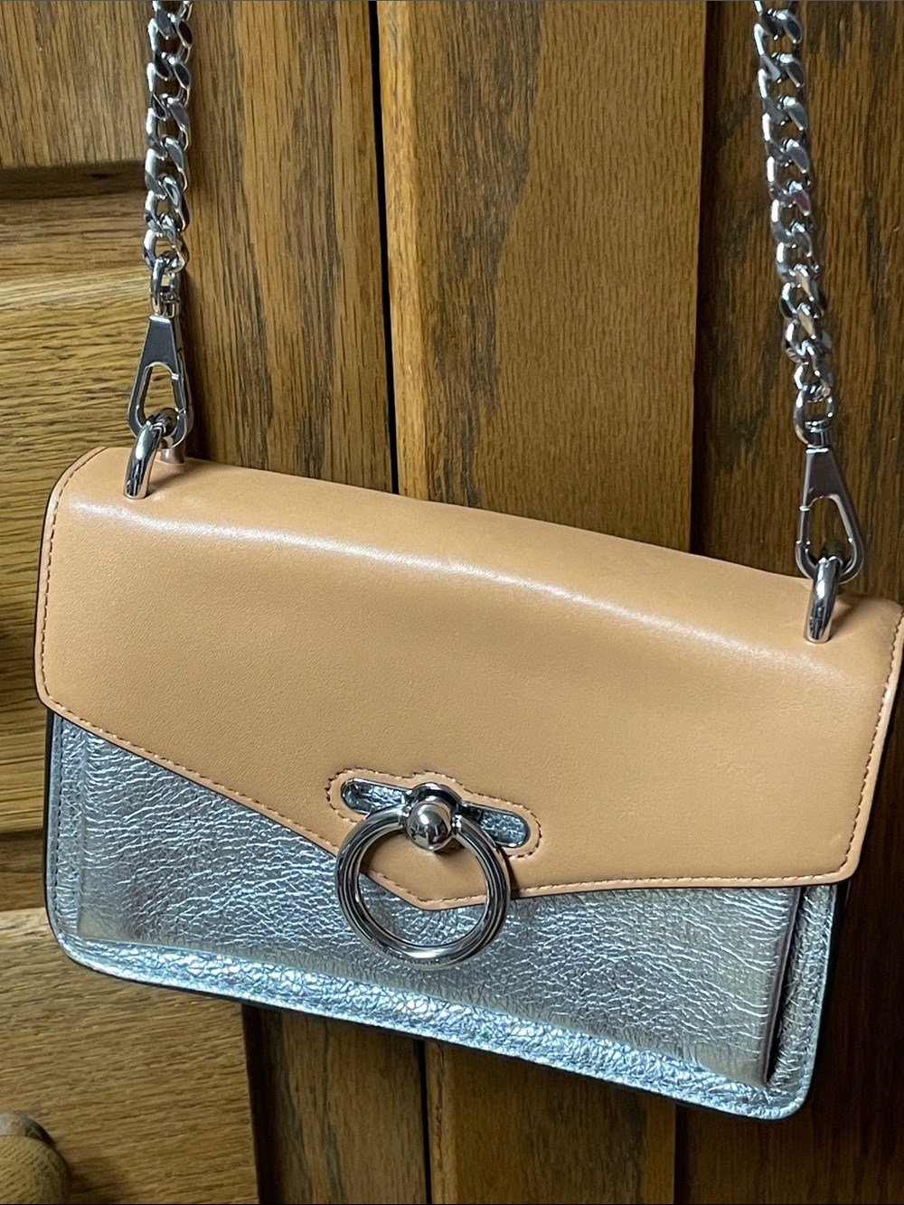 Rebecca Minkoff  Tan and Silver Leather Crossbody Bag